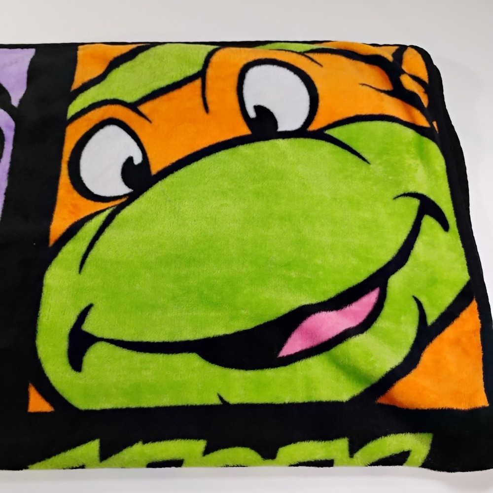 Vintage Nickelodeon Teenage Mutant Ninja Turtle Soft Throw Blanket Cowabunga - Picture 10 of 10